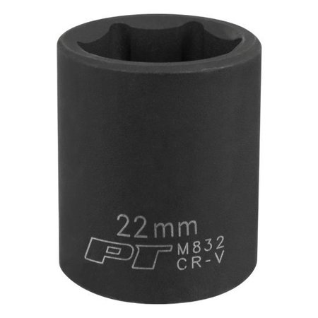 PERFORMANCE TOOL 1/2 In Dr. Impact Socket 22Mm Socket Imp 22Mm, M832 M832